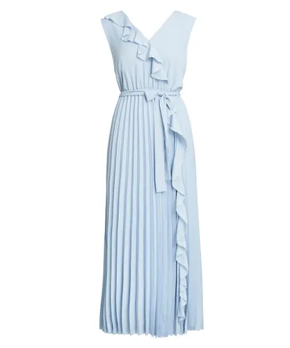 Gina Bacconi Womens Caprice Maxi Dress With Frill Detail And Pleat Skirt - Blue