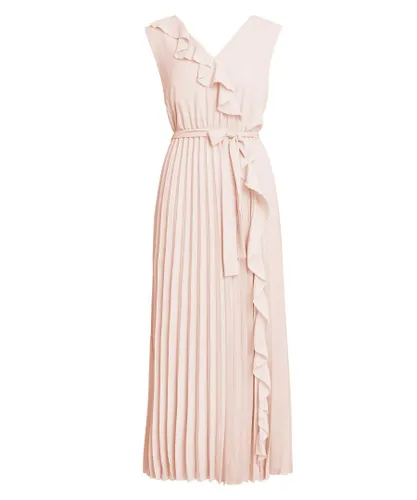 Gina Bacconi Womens Caprice Maxi Dress With Frill Detail And Pleat Skirt - Pink