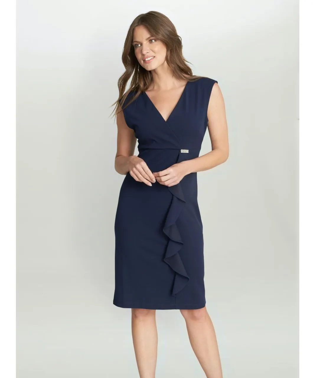 Gina Bacconi Womens Carin Sleeveless Dress With Embellishment - Navy