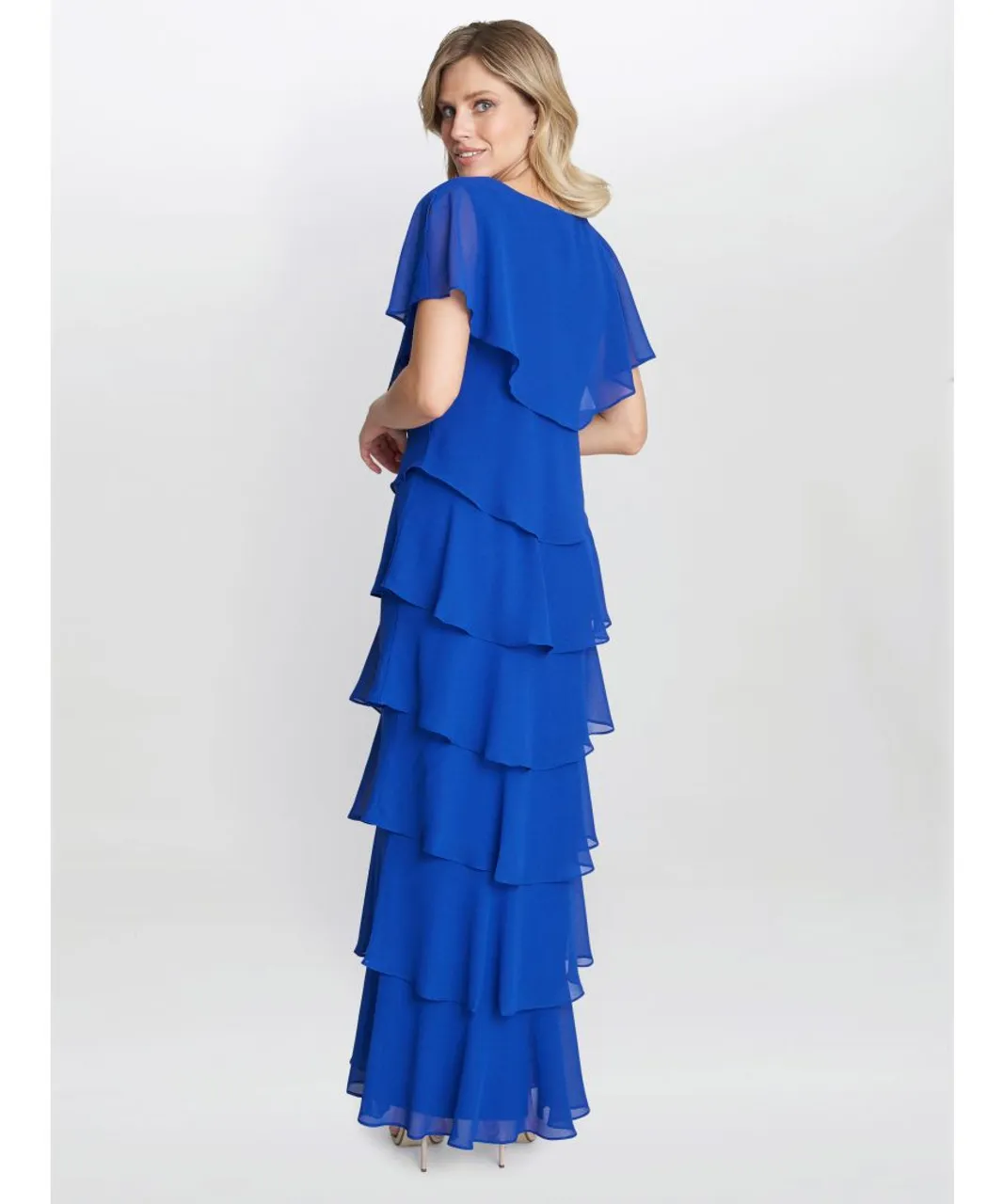 Gina Bacconi Womens Catherine Tiered Maxi Dress - Blue