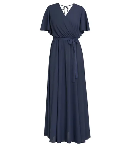 Gina Bacconi Womens Crissy Maxi Dress With Cape Sleeve - Navy