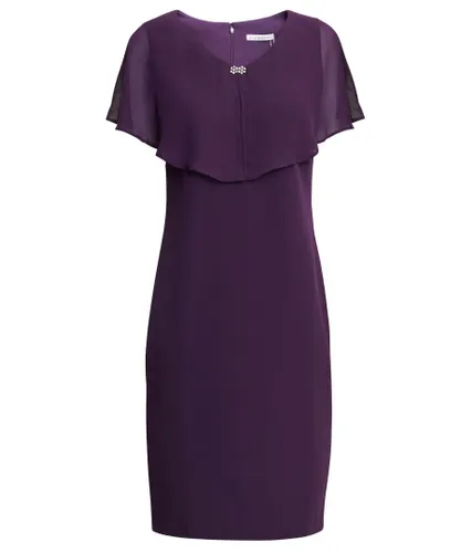 Gina Bacconi Womens Devlyn Short V-Neck Sheath Dress With Popover Bodice And Embellishment Detail - Purple