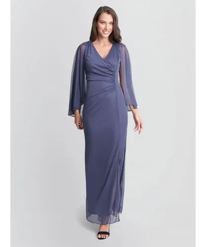 Gina Bacconi Womens Estefany V Neck Embellished Maxi Dress - Purple
