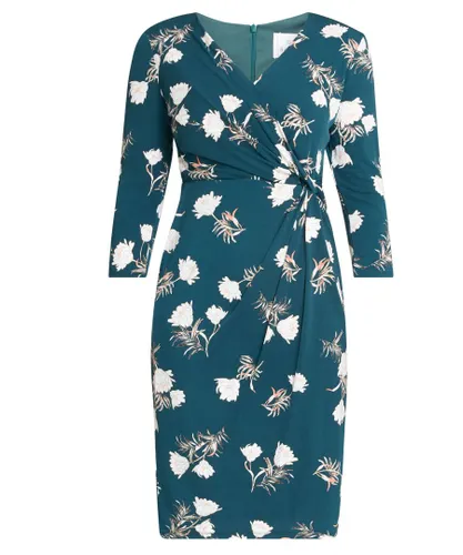 Gina Bacconi Womens Everley Floral Jersey Wrap Dress - Green