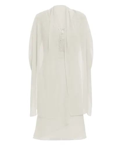 Gina Bacconi Womens Farrah Chiffon Dress With Lace Bodice - White