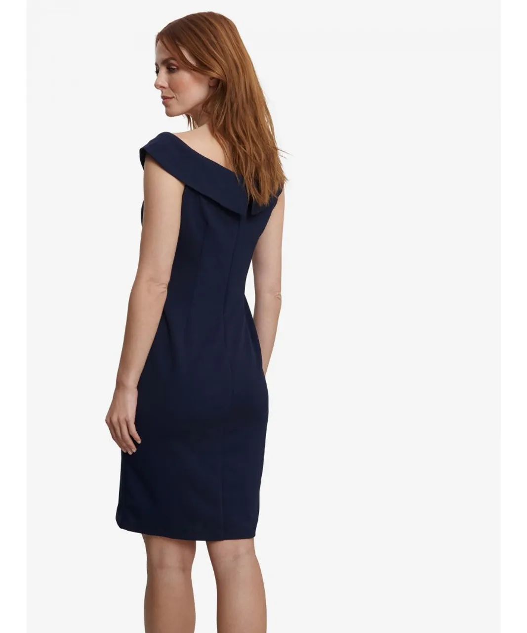 Gina Bacconi Womens Goldie Short Off The Shoulder Sheath Dress With Ruched Waist And Embellishmnet Detail - Navy