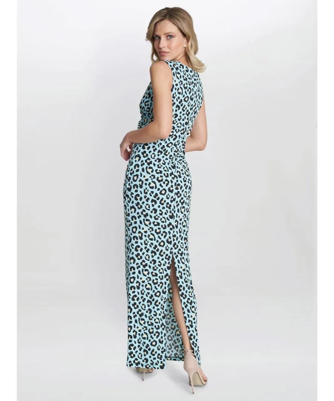 Gina Bacconi Womens Hudson Animal Jersey Maxi Dress - Turquoise