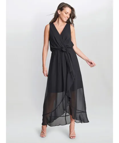 Gina Bacconi Womens Imogen Sleevless Wrap Dress - Black