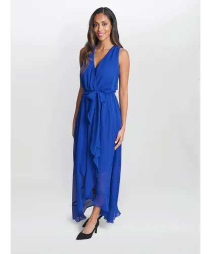 Gina Bacconi Womens Imogen Sleevless Wrap Dress - Blue