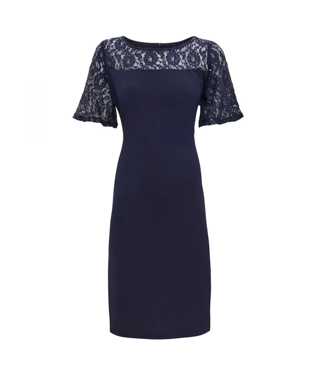 Gina Bacconi Womens Imola Lace Cocktail Dress With Embroidered Yoke - Navy