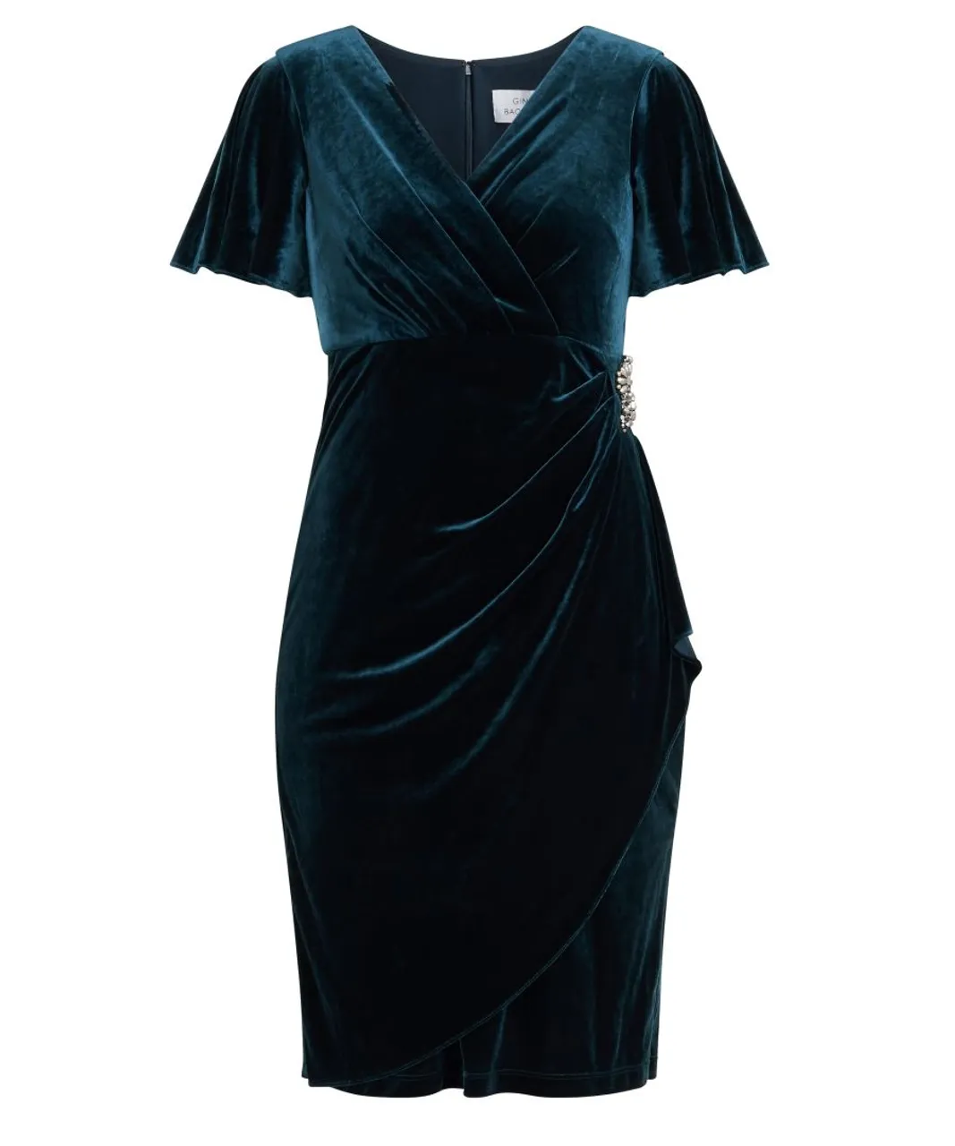 Gina Bacconi Womens Kadie Velvet Dress With Embellishment Detail - Green