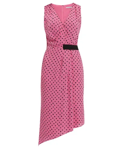 Gina Bacconi Womens Kari Asymmetric Wrap Spot Dress - Pink