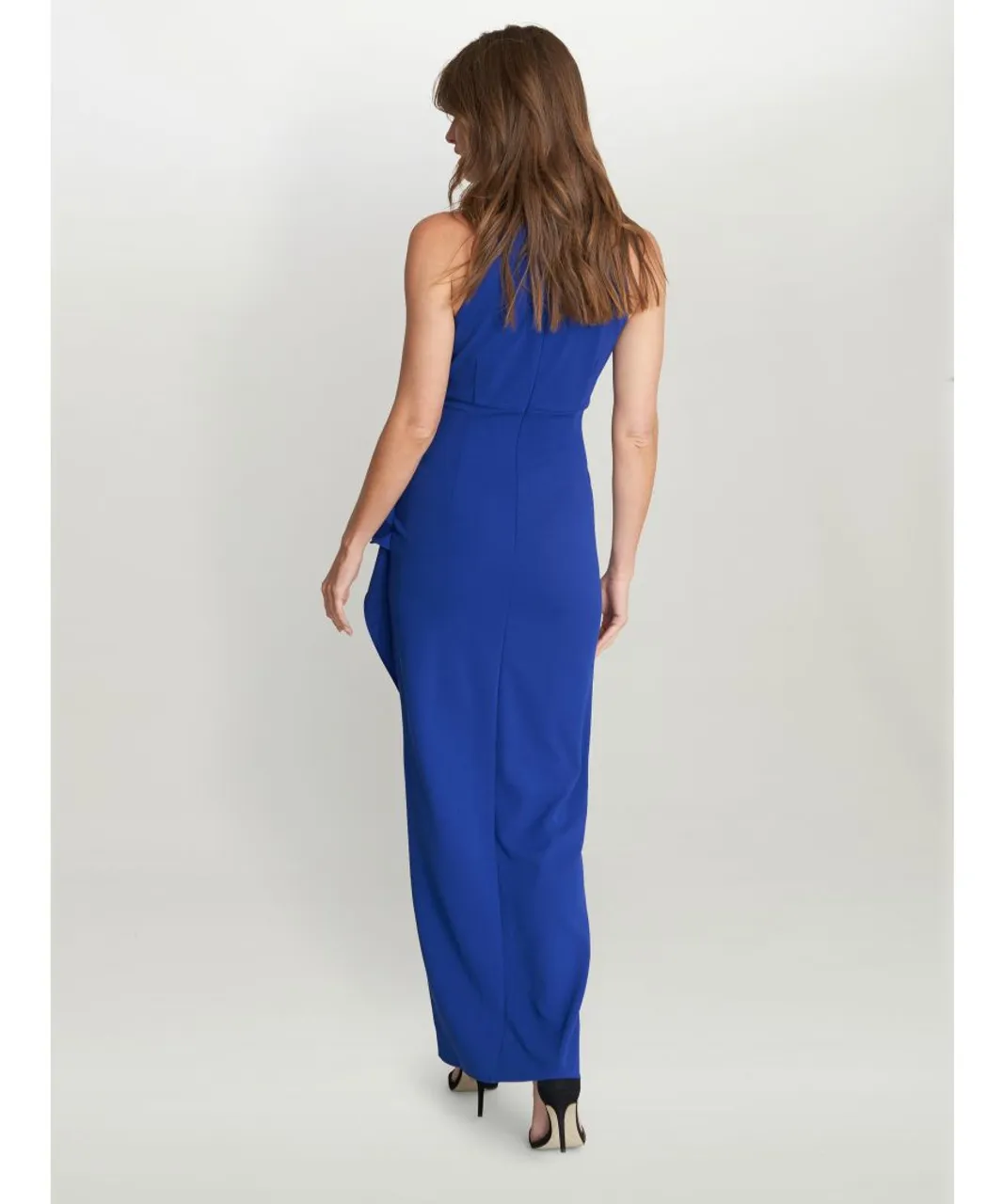 Gina Bacconi Womens Kasandra Halter Beaded Neck Maxi Dress - Blue