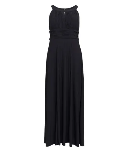 Gina Bacconi Womens Kelsie Ruched Waist Keyhole Neck Maxi Dress - Black