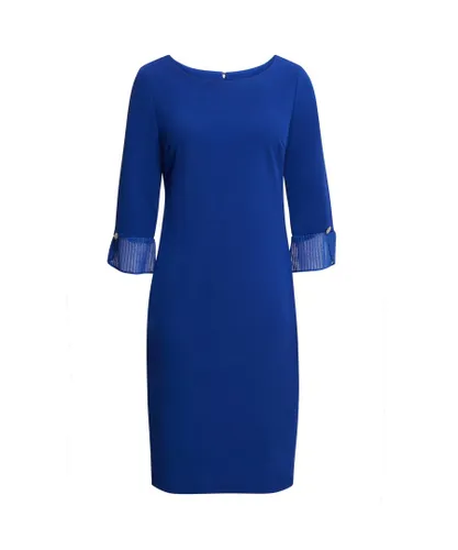 Gina Bacconi Womens Kerry Short Sheath Dress With Illusion Pleated Sleeve Detail - Blue