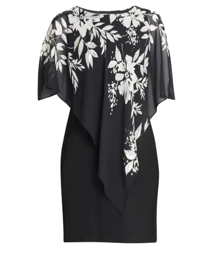 Gina Bacconi Womens Kiya Asymmetric Dress With Printed Foil Detail - Black