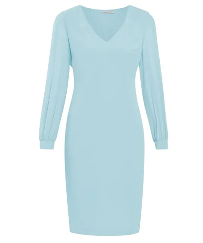 Gina Bacconi Womens Lenuta Crepe Dress With Chiffon Sleeves - Blue