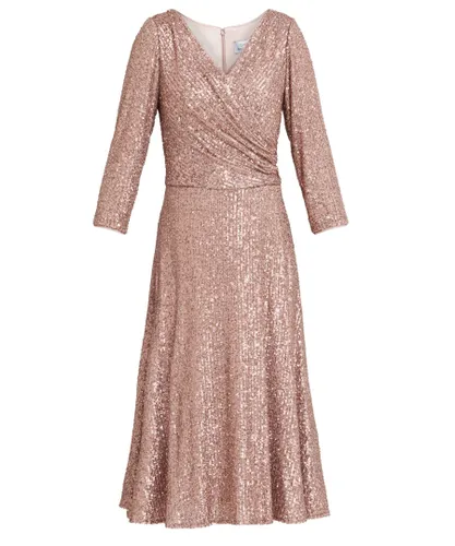 Gina Bacconi Womens Libbie Midi A-Line Sequin Dress - Copper