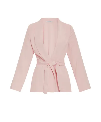 Gina Bacconi Womens Linete Moss Crepe Tie Jacket - Pink