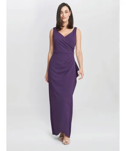 Gina Bacconi Womens Neena V Neck Tulip Gown With Embellishment - Purple