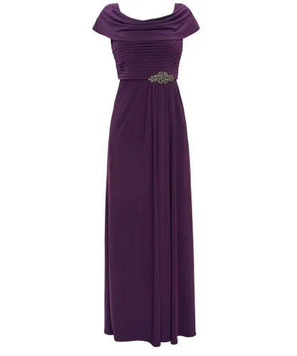 Gina Bacconi Womens Onari Cowl Neck A-Line Matte Jersey Dress - Purple