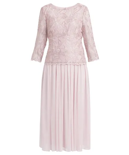 Gina Bacconi Womens Philippa Midi Length Floral Lace Dress - Rose