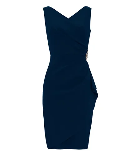Gina Bacconi Womens Sherry Wrap Dress With Beaded Embellishment - Navy