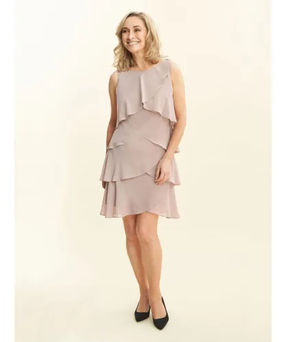 Gina Bacconi Womens Vesta Jewel-Shoulder Tiered Cocktail Dress - Blush