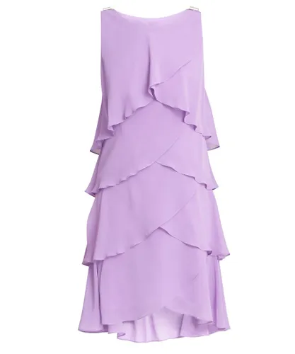 Gina Bacconi Womens Vesta Jewel-Shoulder Tiered Cocktail Dress - Purple
