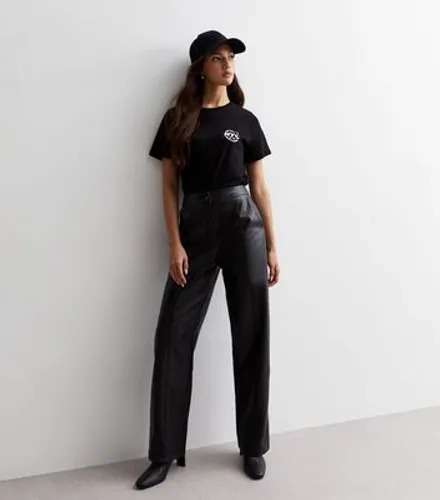 Gini London Black Leather-Look Trousers New Look