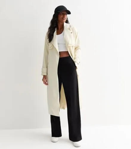 Gini London Cream Belted Longline Trench Coat New Look