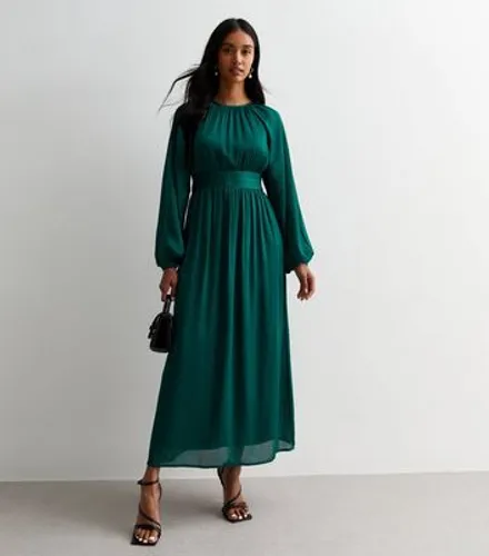Gini London Green Ruched Waist Maxi Dress New Look