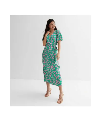 Gini London Womens Abstract Print Belted Wrap Dress - Green