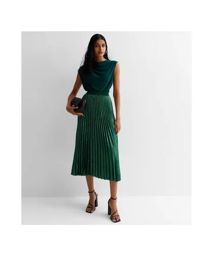 Gini London Womens Pleated Midi Skirt - Green