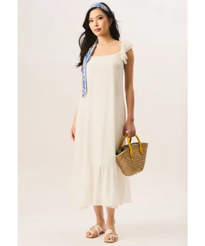 Gini London Womens Ruffle Short Sleeve Maxi Dress - White Viscose
