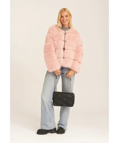 Gini London Womens Soft Touch Fur Jacket - Pink