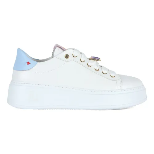Gio+ , Contrast Insert Leather Sneakers ,White female, Sizes:
