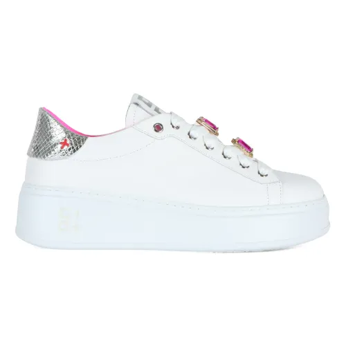 Gio+ , Geco Leather Sneakers ,White female, Sizes: