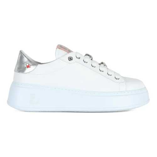 Gio+ , Leather Sneakers with Butterfly Detail ,White female, Sizes: