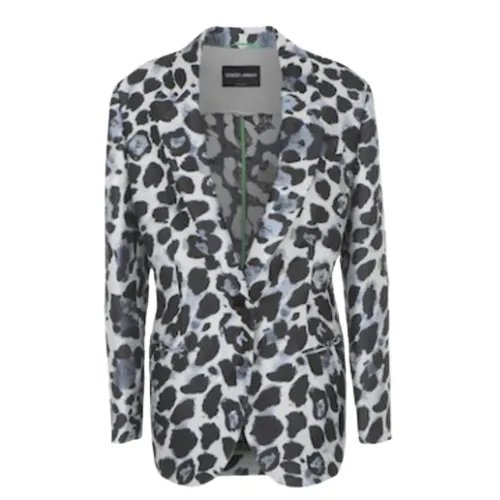 Giorgio Armani , Animal Jacquard Silk Blend Jacket ,Gray female, Sizes: