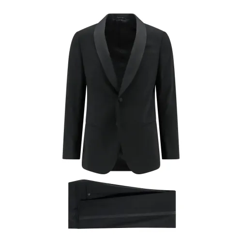 Giorgio Armani , Black Shawl Lapel Suit ,Black male, Sizes: