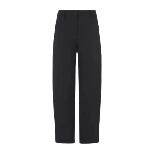 Giorgio Armani , Black Silk Straight Trousers with Adjustable Slits ,Black female, Sizes:
