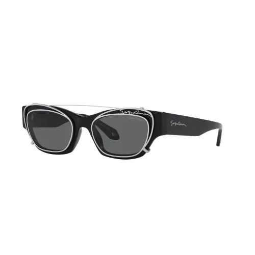 Giorgio Armani , Black Silver/Grey Clip-On Sunglasses AR 8185U ,Black female, Sizes: