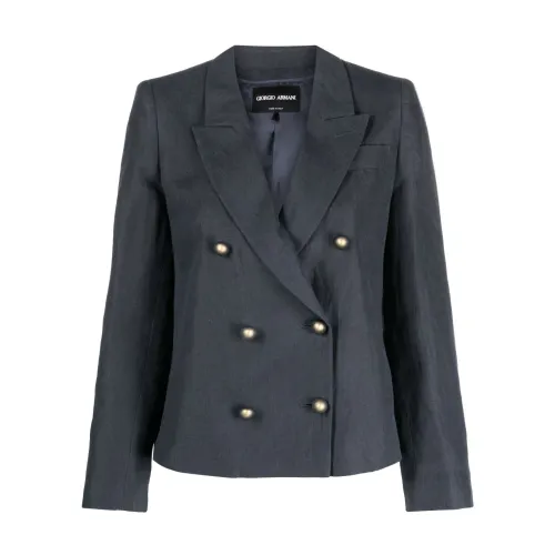 Giorgio Armani , Grey Double-Breasted Jackets ,Gray female, Sizes: