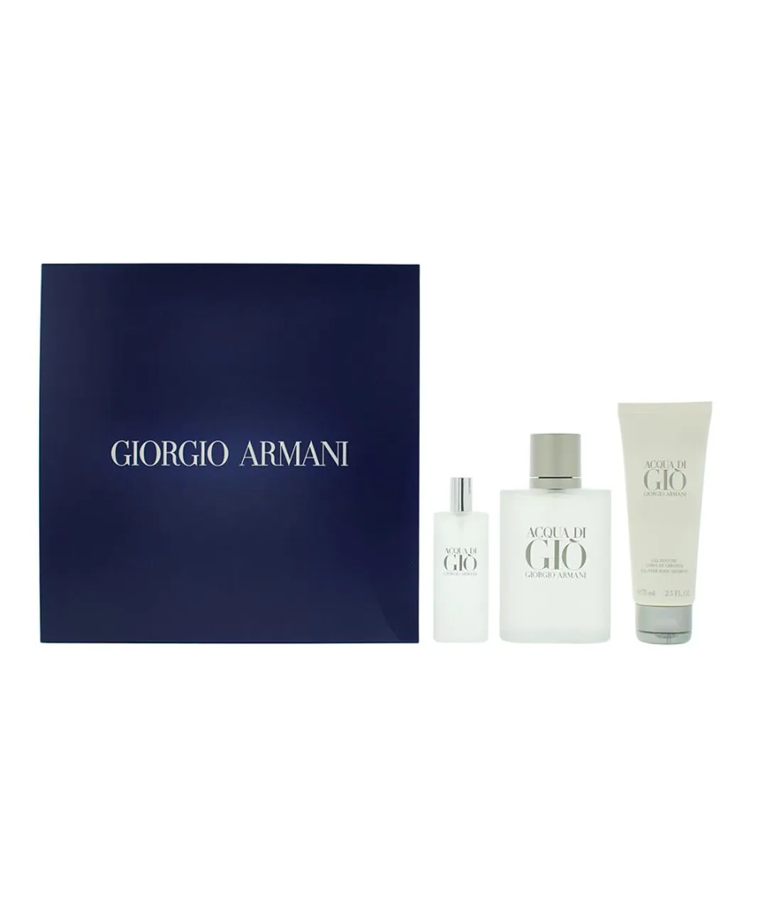 Giorgio Armani Mens Acqua Di Gio Eau De Toilette 100ml + 15ml + Shower Gel Gift Set - NA - One Size