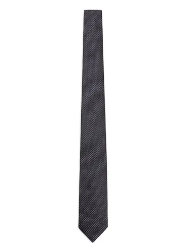 Giorgio Armani polka-dot embroidered silk tie - Black