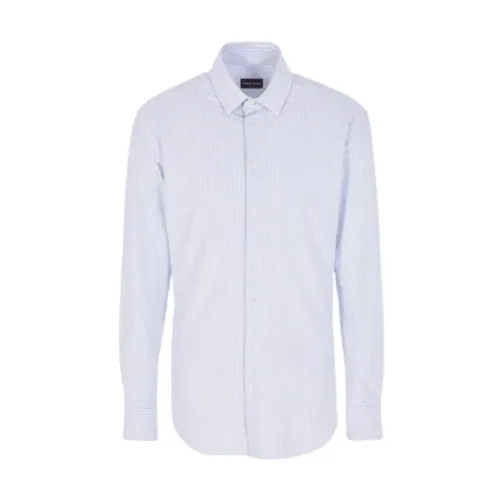 Giorgio Armani , Striped Cotton Jersey Slim Fit Shirt ,White male, Sizes: