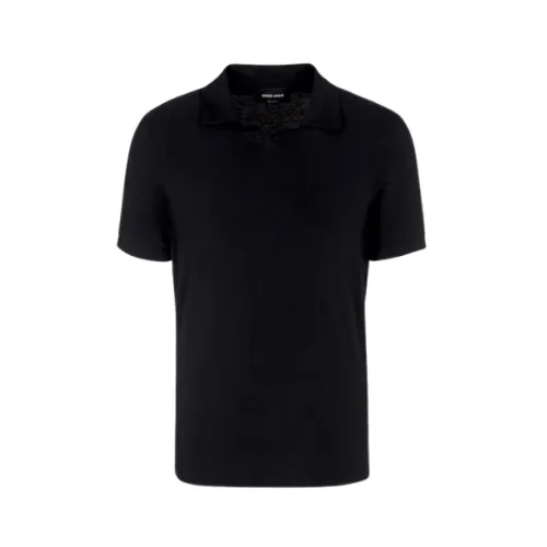 Giorgio Armani , Stylish T-shirts and Polos ,Black male, Sizes: