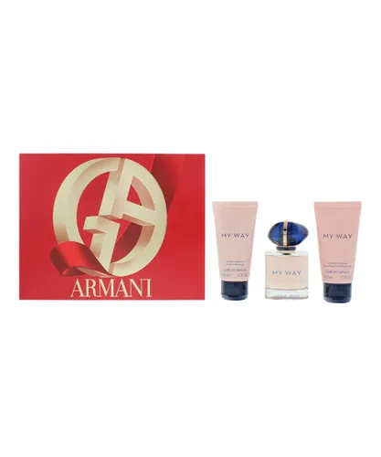Giorgio Armani Womens My Way Eau de Parfum 50ml, Shower Gel + Body Lotion Gift Set - One Size