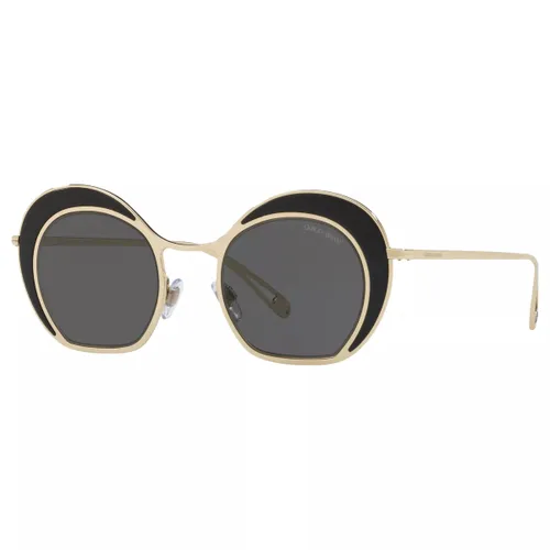 Giorgio Armani Women's Round Sunglasses - Black/Gold - Female